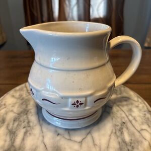 VTG Longaberger 1 Quart Pottery Pitcher Woven Traditions Red 5.5" Made In USA